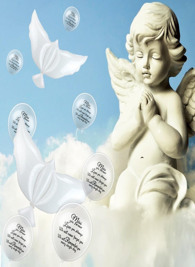 سكايليتي مجموعة سكايليتي المكونة من 36 قطعة من بالونات الذكرى مع 4 بالونات حمامة السلام لإطلاق إمدادات الهيليوم التذكارية في السماء للجنازات والذكرى السنوية وخدمات التأبين (شفافة) - Image 5