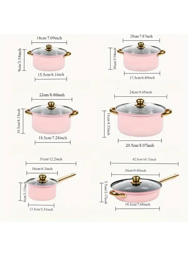 Golden 6 Piece Non Stick Stainless Steel Cookware Set Induction Compatible - Image 3