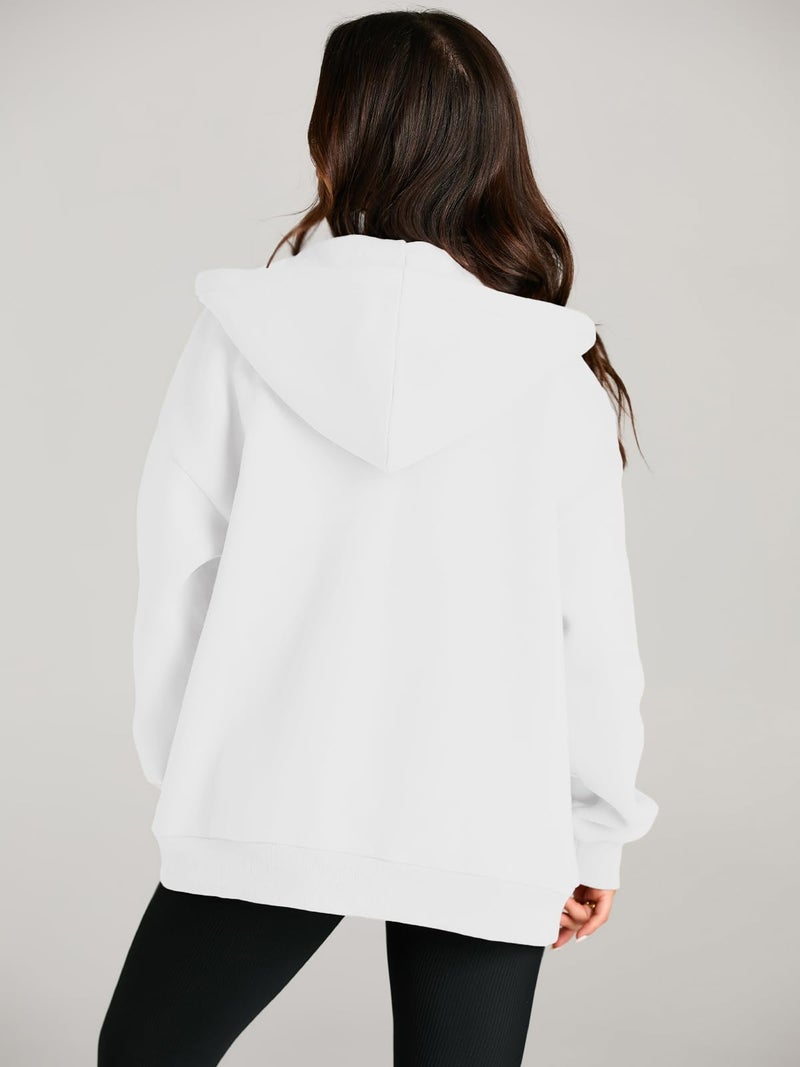 EFAN Women Zip Up Hoodies Oversized Sweatshirt Jacket 2026 Fall Fleece Cute Pullover Hooded Tops Teen Girls Casual Loose Fit Y2k Trendy Fashion Gym Clothes Outfits White S - Image 5