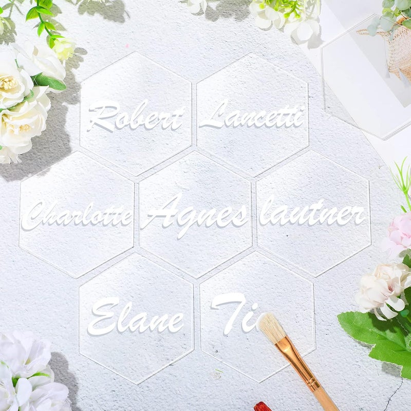 TPGP 80 Pcs Clear Acrylic Hexagon Place Cards for Weddings and Parties - Image 4