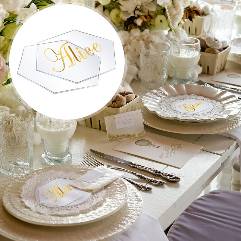 TPGP 80 Pcs Clear Acrylic Hexagon Place Cards for Weddings and Parties - Image 5