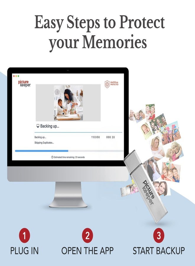 بكتشر كيبر برنامج Picture Keeper لأجهزة Mac و PC - ذاكرة فلاش USB بسعة 32 جيجابايت لحفظ الصور والفيديوهات وجهات الاتصال، بالإضافة إلى ذاكرة تخزين احتياطية لأجهزة الكمبيوتر المحمولة والمكتبية وأجهزة MacBook - 32 جيجابايت، فضي - Image 5