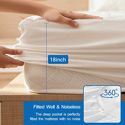 Coldwind 2 Pack Full Mattress Pad Waterproof Mattress Protector, Quilted Full Size Mattress Cover Fitted for Adults, Deep Pocket Mattress Protector Up to 18 inches, White (Cover Only) - Image 3