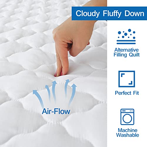 Coldwind 2 Pack Full Mattress Pad Waterproof Mattress Protector, Quilted Full Size Mattress Cover Fitted for Adults, Deep Pocket Mattress Protector Up to 18 inches, White (Cover Only) - Image 2