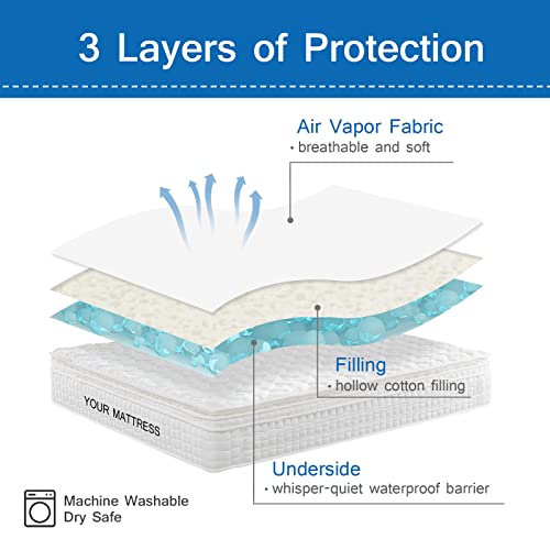 Coldwind 2 Pack Full Mattress Pad Waterproof Mattress Protector, Quilted Full Size Mattress Cover Fitted for Adults, Deep Pocket Mattress Protector Up to 18 inches, White (Cover Only) - Image 4