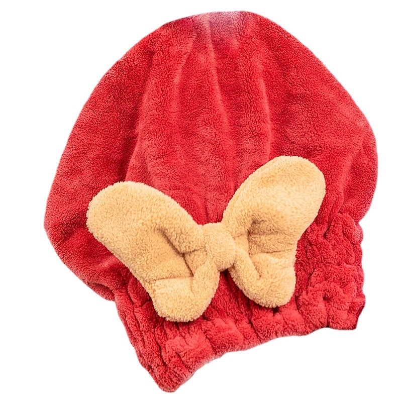 Coral Fleece New Bow Dry Hair Cap Shower Cap Water Absorbent Quick-Drying Women'S Fashionable Bathing Head Wipe Artifact - Image 5