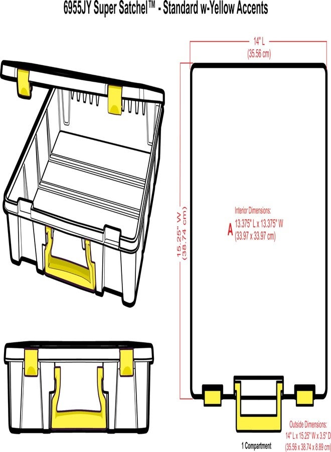 ArtBin 6955JY Super Satchel with Yellow Latches and Handle - Image 3