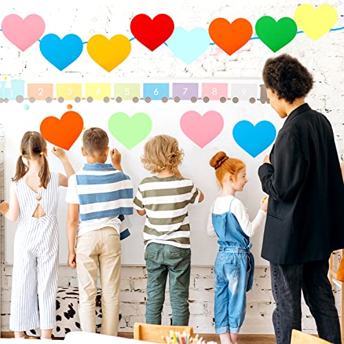 MAMUNU 72 PCS Large Heart Paper Cutouts, Assorted 9 Colors Heart Cutouts Cardstock Bulk Classroom Wall Bulletin Board Decoration, 6 inch Heart Cutouts for DIY Crafts Projects Party Home Decorations - Image 4