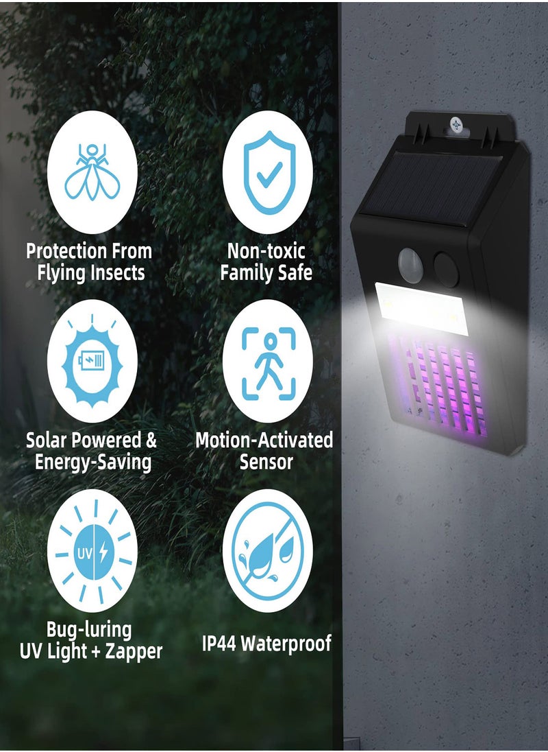 KASTWAVE - 2-in-1 Solar Bug Zapper Outdoor  1 Pack Solar Powered Mosquito Zapper with UV Light Electric Insect Killer Fly Trap with Motion Sensor LED Lights for Outdoor Use Garden Waterproof Fly Trap - Image 1