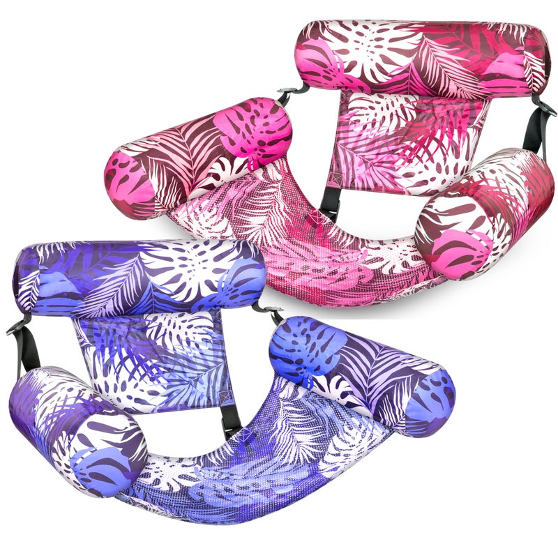 SLOOSH Inflatable Pool Floats Adult2 Packs Floating Lounge ChairsBlow up Pool Noodles for Adult Heavy DutyFloating Chair for Party Summer Water Beach Lake FunTropical LeavesPurplePink - Image 2