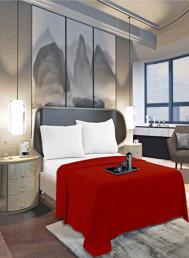 Mocassi King Flat Sheet - Hotel Luxury 1800 Premier Cooling Bedding Sheet - Softest Sheets - Wrinkle, Fade, Stain Resistant - 1 Single Top Flat Sheet, King, Red - Image 2