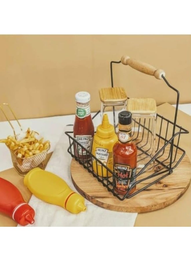 Metal Sauce Holder Durable Condiment Organizer Rack for Kitchen Countertop Table Dining Pantry - Image 1