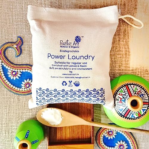 Rustic Art Biodegradable Power Laundry | Enriched With Neem & Lemon | 30-40 Washes per kg | Front & Top Load | Works in Hard Water | 1kg - Image 3