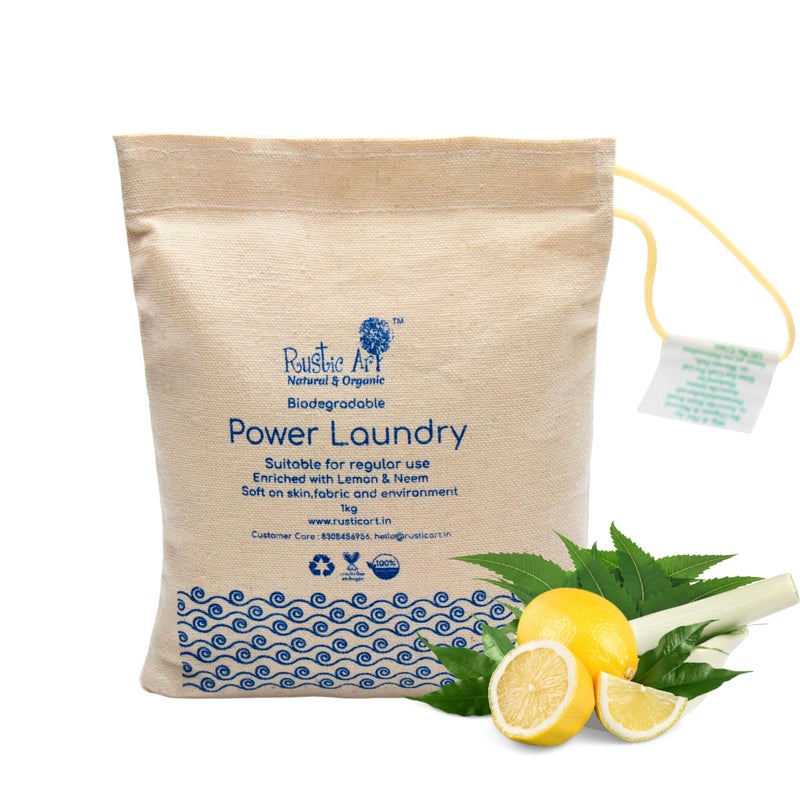 Rustic Art Biodegradable Power Laundry | Enriched With Neem & Lemon | 30-40 Washes per kg | Front & Top Load | Works in Hard Water | 1kg - Image 5