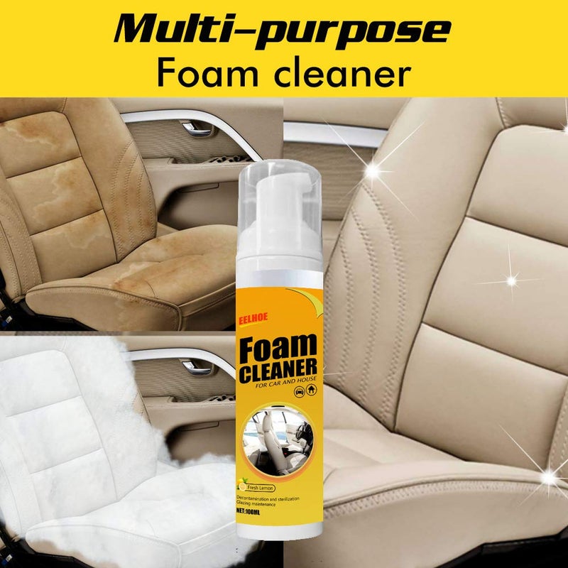 choxila 2Pcs Multipurpose Foam Cleaner Spray 100ml, Foam Cleaner for car and House Lemon Flavor, All-Purpose Household Cleaners for Car and Kitchen (2 Pcs) - Image 2