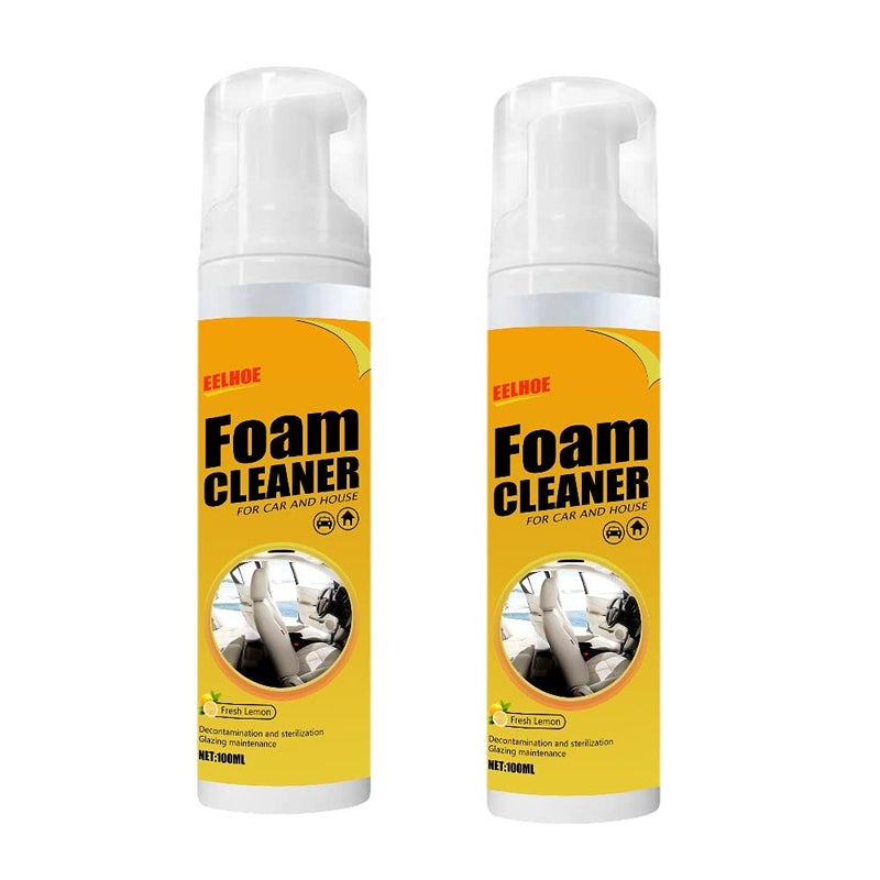 choxila 2Pcs Multipurpose Foam Cleaner Spray 100ml, Foam Cleaner for car and House Lemon Flavor, All-Purpose Household Cleaners for Car and Kitchen (2 Pcs) - Image 1