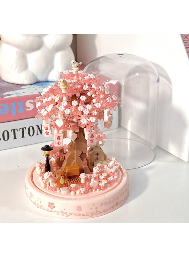 Building Blocks Assembled Flowers Adult Healing Jigsaw Puzzle Tree House Ornaments For Girlfriends Birthday Gifts-Color:Encounter Champagne Rose + Encounter Peony [with Ambient Light + Dust Cover]  - Image 2