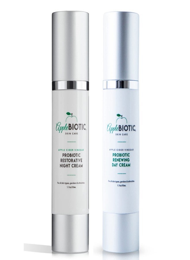 AppleBiotic Apple Cider Vinegar Night & Day Cream Duo with Vitamin B3, Green Tea and Chamomile Extracts for Dry, Oily, Sensitive Skin, Skincare for men, women, teens - Image 1