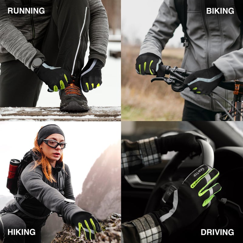 GearTOP Running Gloves for Men & Women, Touchscreen Cold Weather Jogging Gear, Fluorescent Reflective Winter Gloves Visible at Night, Warm Glove Liners for Hiking - Image 5