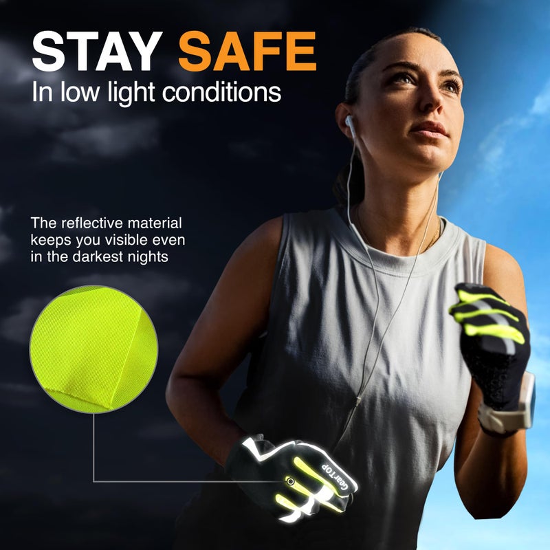GearTOP Running Gloves for Men & Women, Touchscreen Cold Weather Jogging Gear, Fluorescent Reflective Winter Gloves Visible at Night, Warm Glove Liners for Hiking - Image 4
