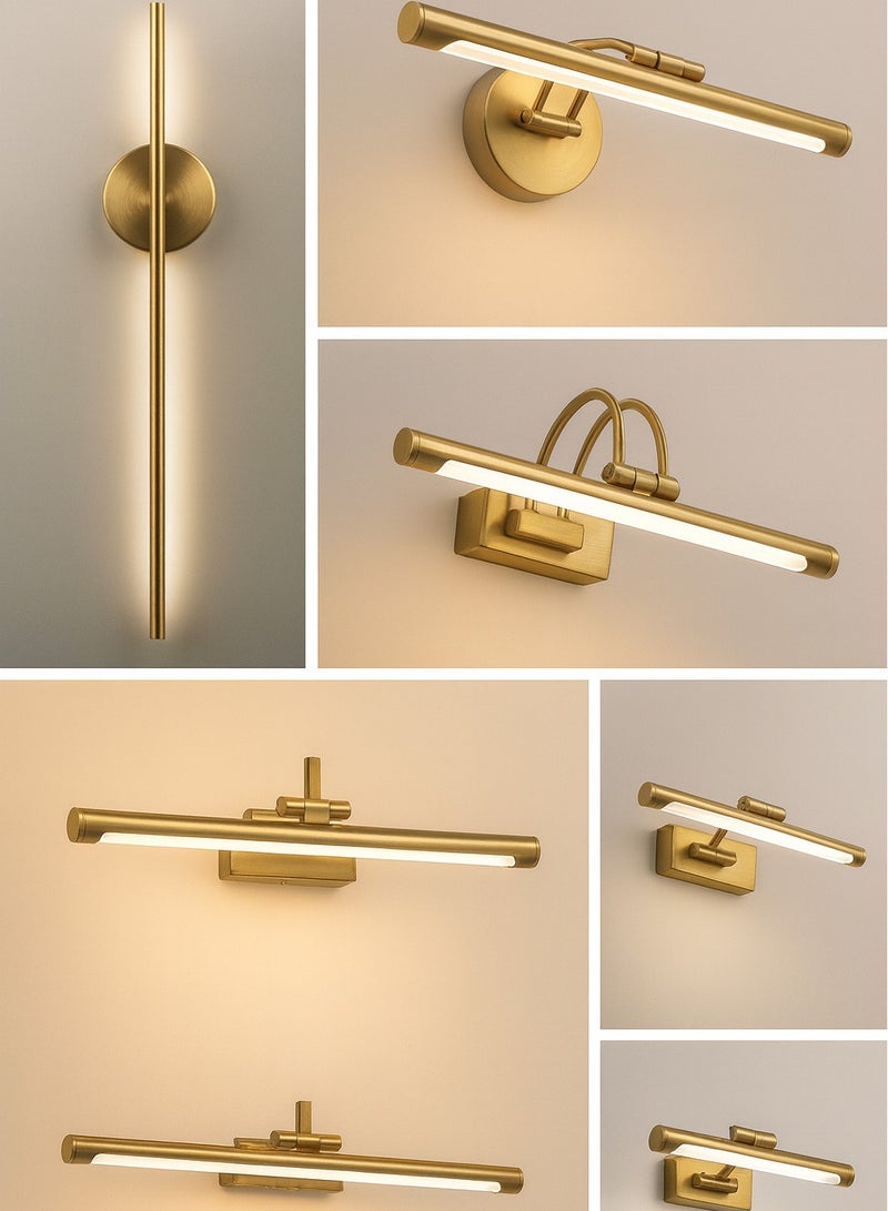 AL THURAYAT Modern 3-Color Dimmable Wall Lamp, 15W, 60 cm. With this modern wall lamp, it provides balanced lighting, ideal for placing above mirrors. (Gold color) - Image 4