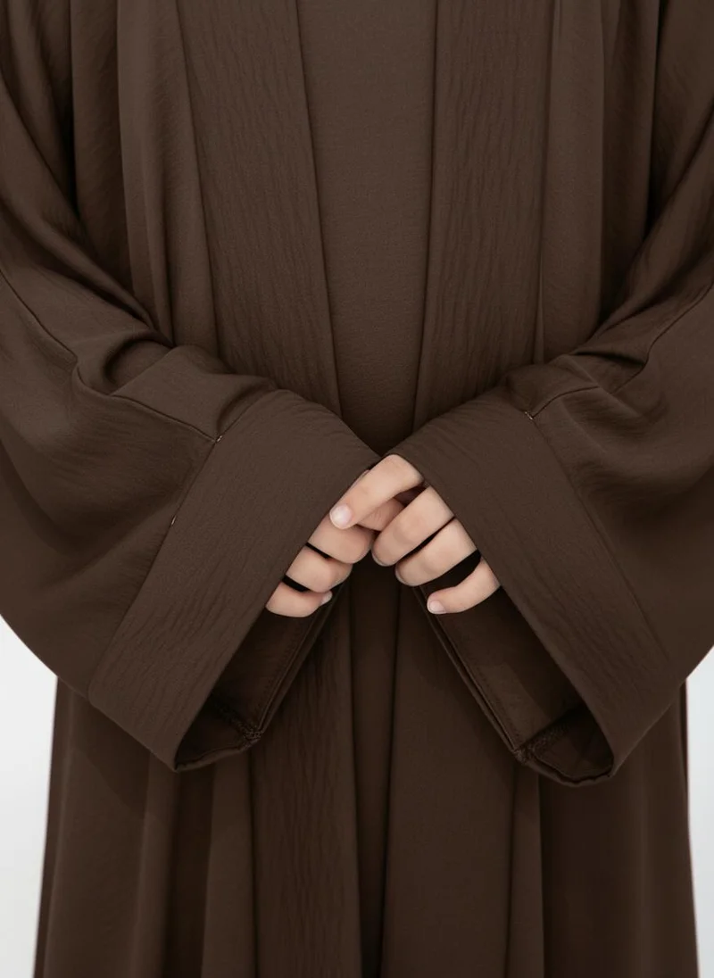 MSquare Fashion  Brown Premium 3-Piece Kids Abaya Set  Lightweight Harir Maqsood Modest Wear for Girls for Women | Best Price UAE