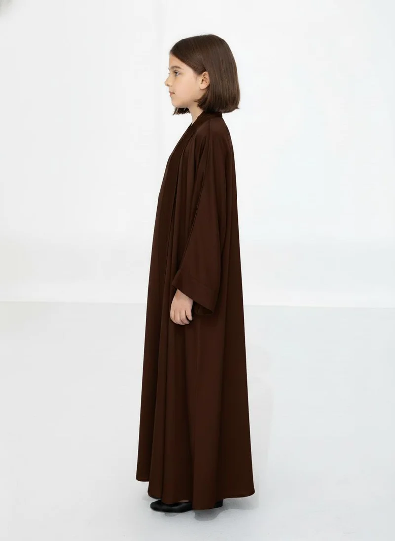 MSquare Fashion Brown Premium 3-Piece Kids Abaya Set  Lightweight Harir Maqsood Modest Wear for Girls