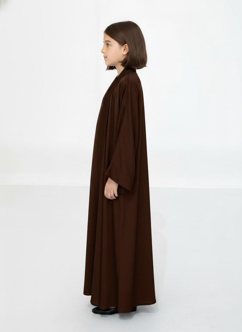 MSquare Fashion Brown Premium 3-Piece Kids Abaya Set  Lightweight Harir Maqsood Modest Wear for Girls - Image 2