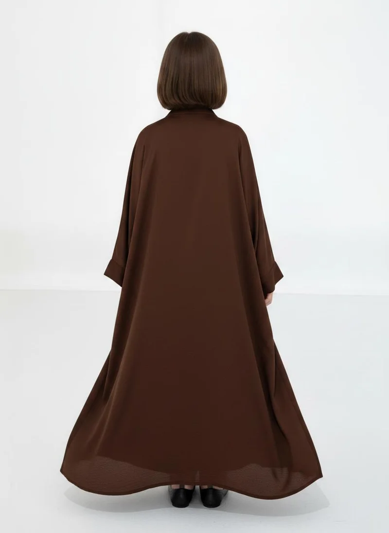 MSquare Fashion  Brown Premium 3-Piece Kids Abaya Set  Lightweight Harir Maqsood Modest Wear for Girls for Women | Best Price UAE