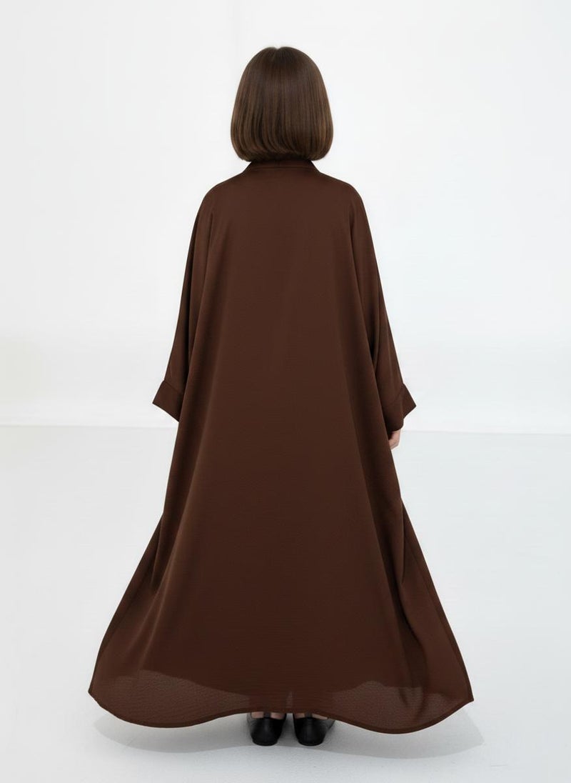 MSquare Fashion Brown Premium 3-Piece Kids Abaya Set  Lightweight Harir Maqsood Modest Wear for Girls - Image 5
