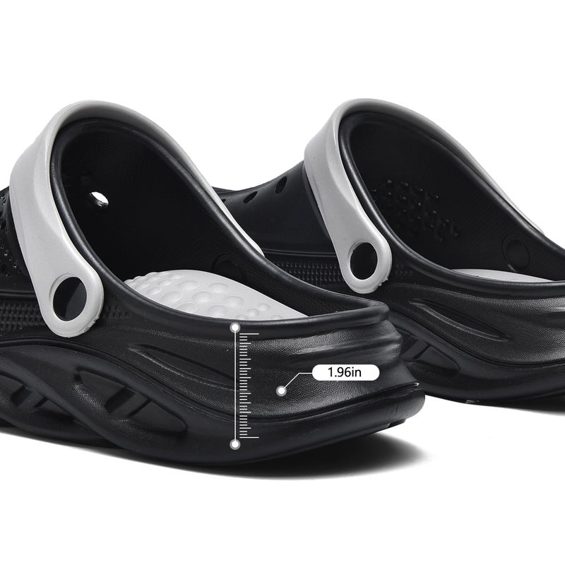 AnyuTech Clogs for Women and Men,Garden Shoes with Arch Support,Unisex Comfort Slip-on Sandals with Removable Cushion Footbed Black/Grey - Image 5
