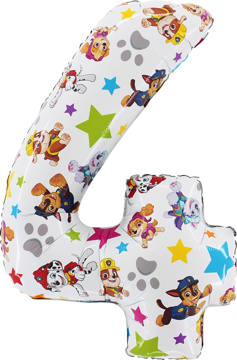 ToylandÂ® 26 Inch Paw Patrol Number Foil Balloon - Kids Party Balloons - Number 1-6 Available (NUMBER 4)