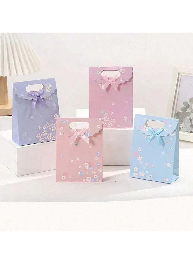 6 Pcs Pink Paper Gift Bags with Bow – Elegant Gift and Giveaway Bags for Parties, Birthdays, and Weddings - Image 2