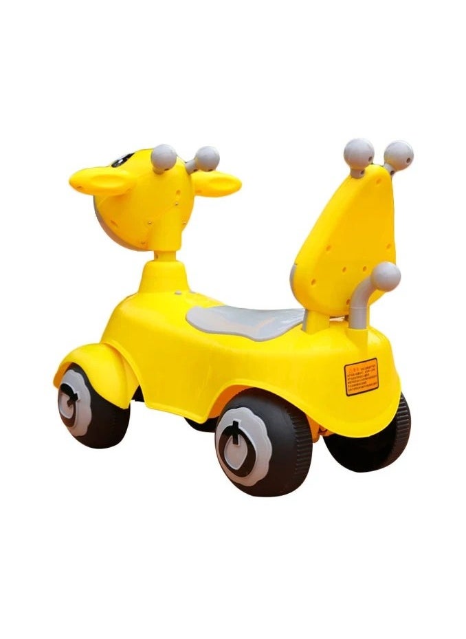 A wonderful children's sled in the shape of a giraffe, comfortable to move with your child (yellow)
