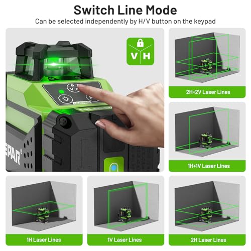 Huepar 4x360 Laser Level Self-leveling 4D Green Beam Cross Line 16 Lines Tiling Floor Laser Tool -2x360 Horizontal/Vertical Laser Lines -rechargeable Li-ion Battery & Integrated Magnetic Bracket 704CG - Image 4