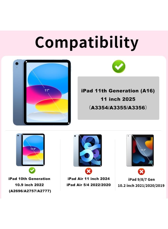 جراب لجهاز iPad (A16) الجيل الحادي عشر 11 بوصة 2025، وجراب لجهاز iPad الجيل العاشر 10.9 بوصة 2022 - غطاء واقٍ متعدد الزوايا يتضمن حاملًا للوضع الرأسي، وحاملًا للقلم، وخاصية التشغيل/الإيقاف التلقائي. - Image 2