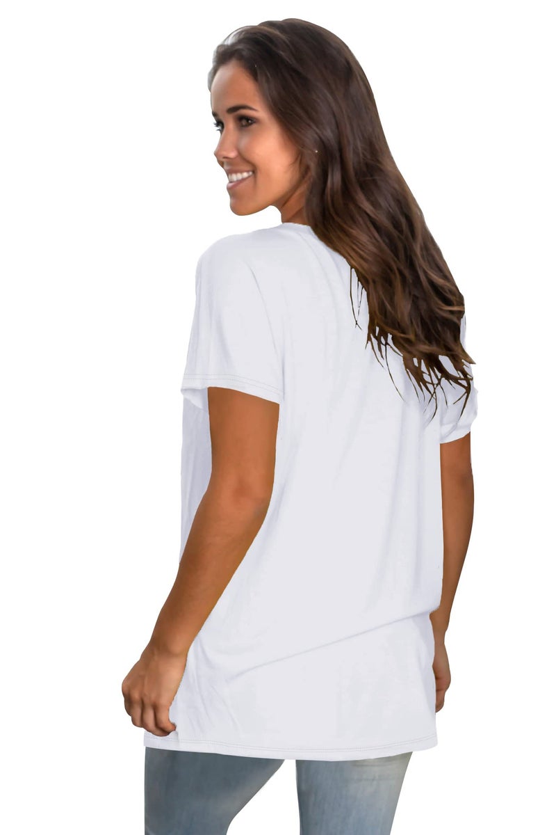 Saloogoe Women's T-Shirt, Plus Size Short Sleeve Crewneck Tee Shirts for Tall Girls White 3XL - Image 4
