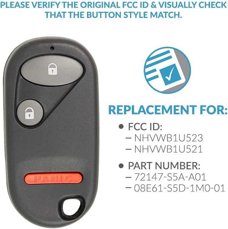 Keyless2Go Replacement Keyless Entry Remote Key Fob for Honda Civic and Pilot (2 Pack) - Image 4