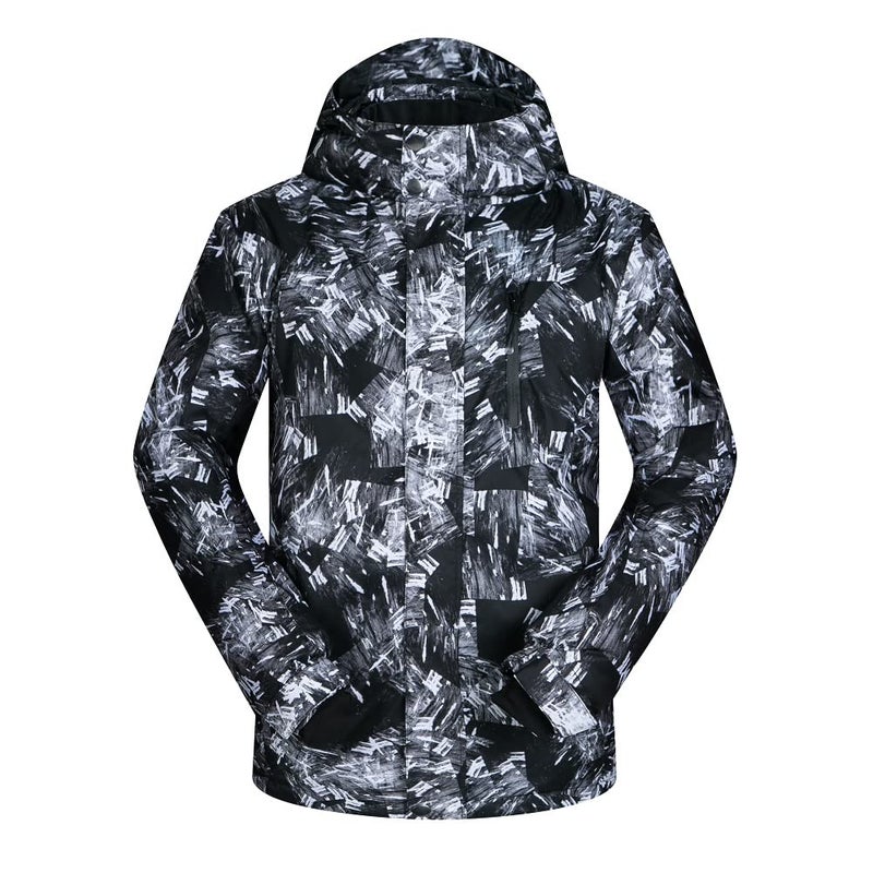 Come Wonka Mens Ski Jacket and Pants Set Ski Suit Winter Waterproof Windproof Hooded Snow Coat 2 Pieces Snowboarding Snowsuits Black+White-L - Image 2