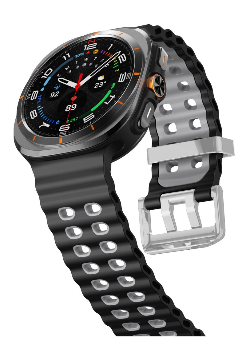 Youque - Silicone Sport Strap Bands for Samsung Galaxy Watch 7 Ultra Band 47mm, Breathable Soft Silicone Waterproof Watch Strap - Image 1