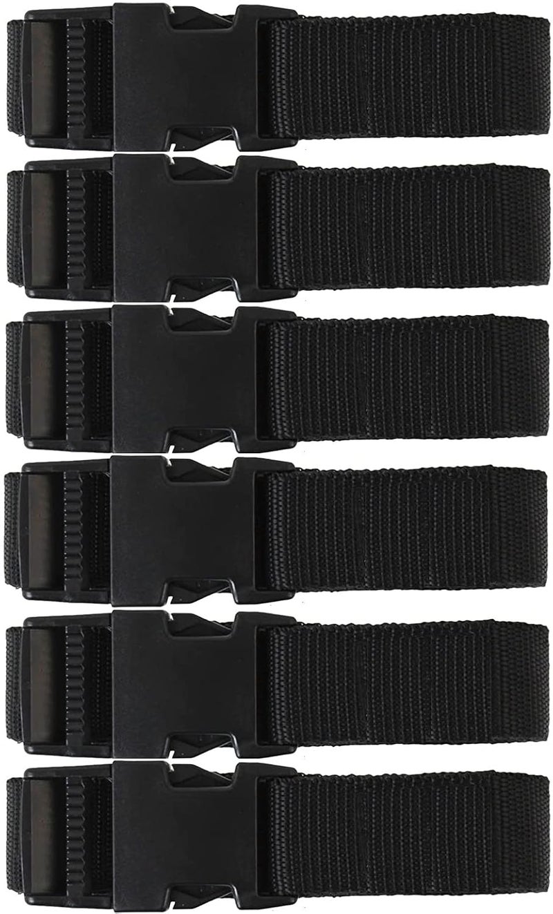 iCONY 6 feet Long Utility Strap Belt with Quick-Release Buckle Adjustable, for Luggage Bags, Traveling, Bikes, Cars, Outing, Black, 6-Pack. - Image 4
