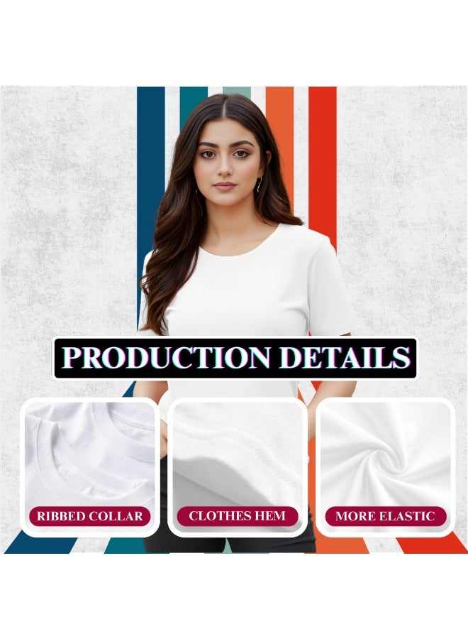 PRINTSHOP4ME Pack Of 5 Women's Round Neck T-Shirts | Short Sleeve | Cotton Tees | Comfortable Casual Wear For Daily Use, Gym - Image 5