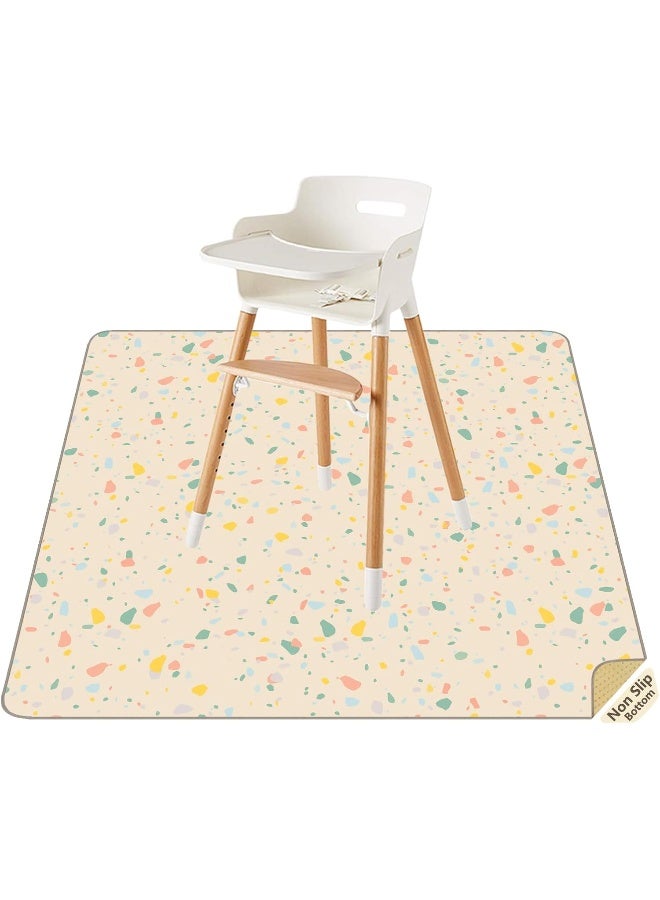 CLCROBD Splat Mat for Under High Chair/Arts/Crafts, 51" Baby Anti-slip Food Splash and Spill Mat for Eating Mess, Waterproof Floor Protector and Table Cloth (Beige) - Image 1
