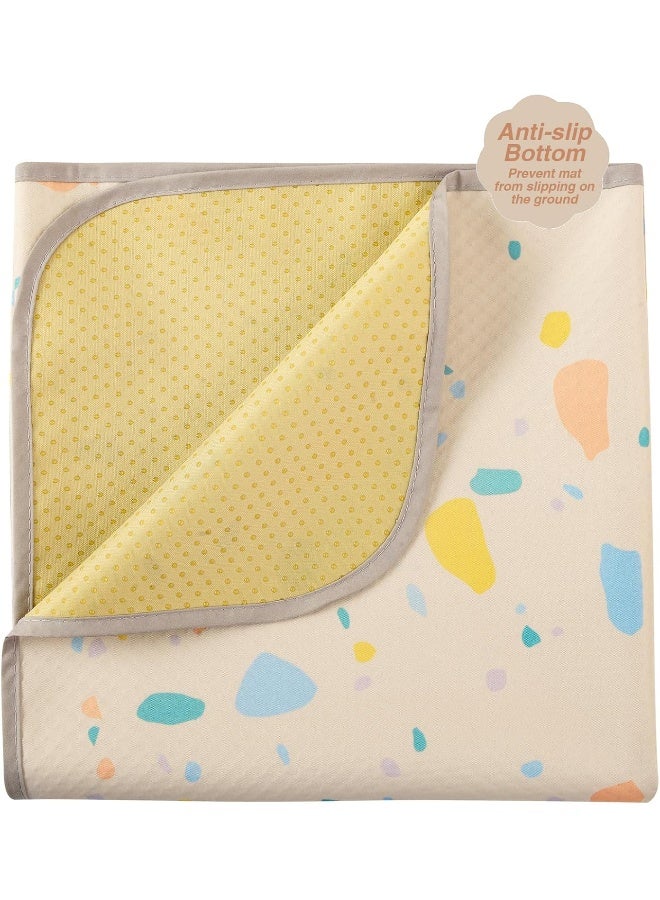 CLCROBD Splat Mat for Under High Chair/Arts/Crafts, 51" Baby Anti-slip Food Splash and Spill Mat for Eating Mess, Waterproof Floor Protector and Table Cloth (Beige) - Image 2