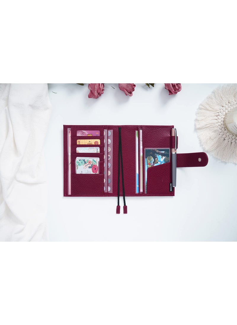 Moterm Moterm Leather Cover for A6 Notebooks - Fits Hobonichi, Stalogy and Midori MD Planners, with Pen Loop, Card Slots and Back Pocket (Pebbled-Chocolate, A6+)  - Image 3