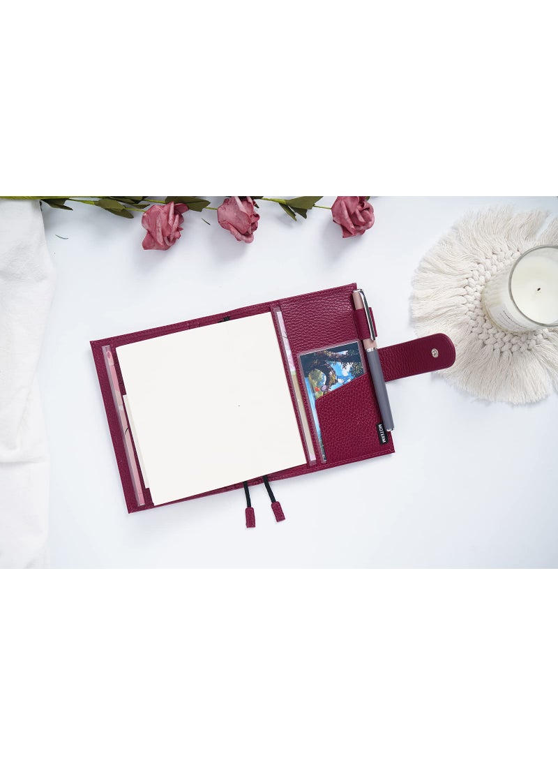 Moterm Moterm Leather Cover for A6 Notebooks - Fits Hobonichi, Stalogy and Midori MD Planners, with Pen Loop, Card Slots and Back Pocket (Pebbled-Chocolate, A6+)  - Image 4