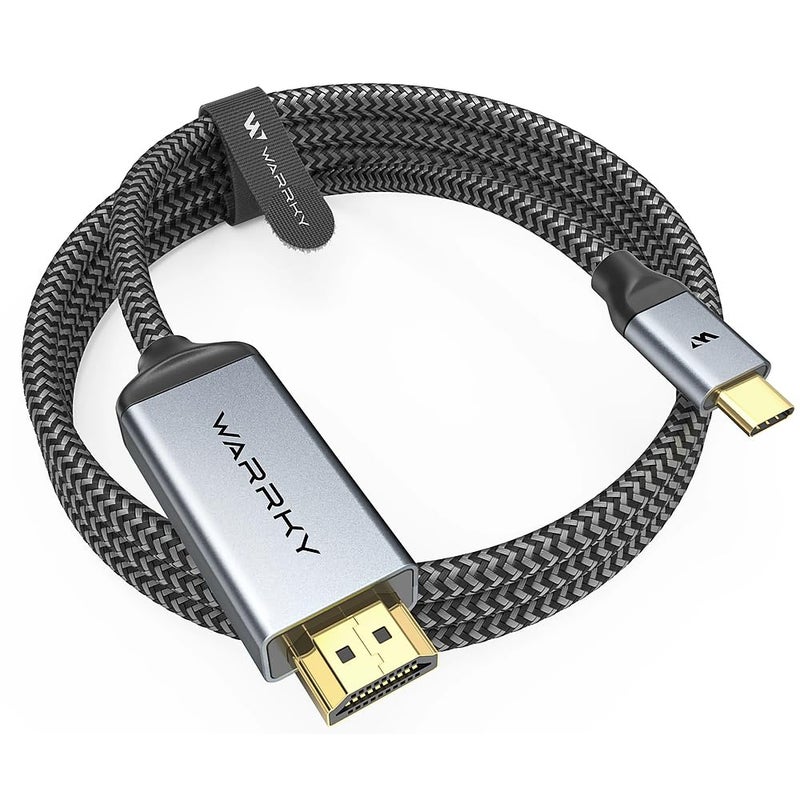 Warrky USB C to HDMI Cable 4K, [10FT / 3M, Braided, High Speed] Thunderbolt 3 to HDMI Adapter Compatible for New iPad, MacBook Pro/Air, iMac, Galaxy S20 S10 S9 S8, Surface, Dell, HP - Image 1