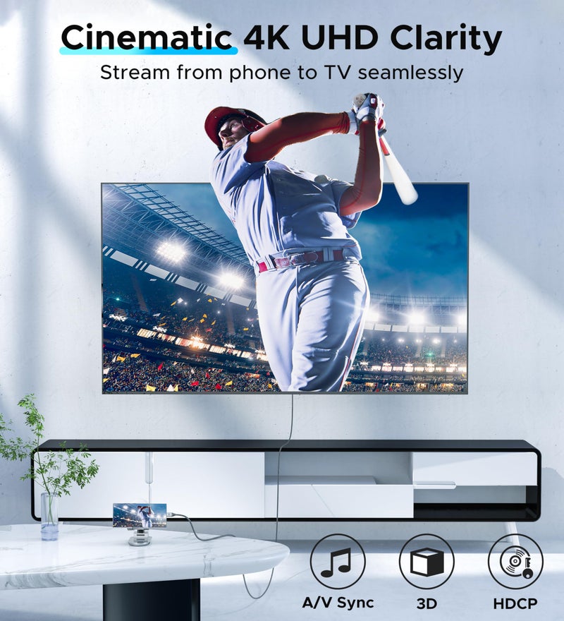 Warrky USB C to HDMI Cable 4K, [10FT / 3M, Braided, High Speed] Thunderbolt 3 to HDMI Adapter Compatible for New iPad, MacBook Pro/Air, iMac, Galaxy S20 S10 S9 S8, Surface, Dell, HP - Image 2