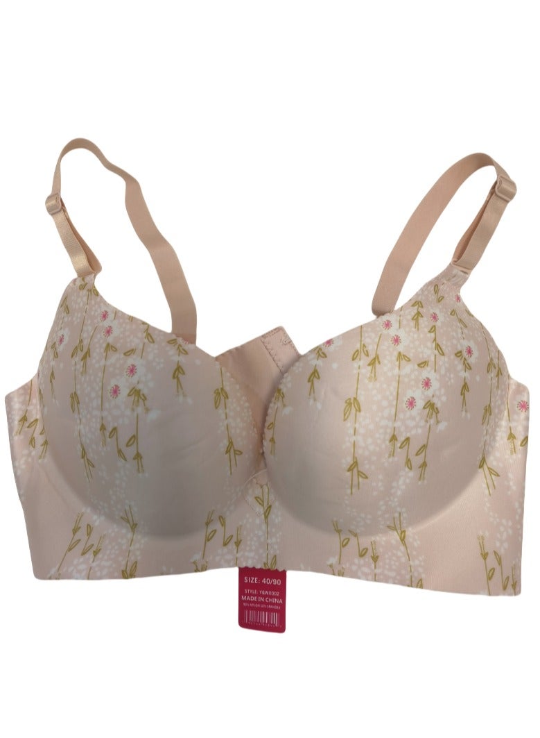 Seamless Wire-Free Floral Print Bra - Elegant one-piece design, padded A cup, wire-free, available in 6 colors and multiple sizes 