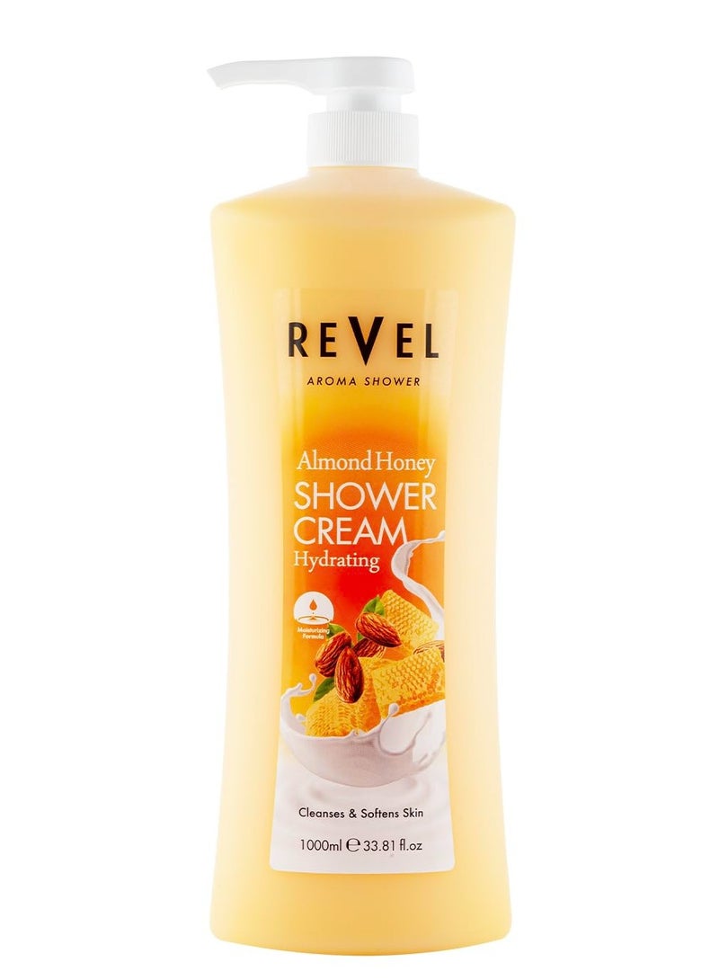 Revel كريم استحمام ريفيل للعناية بالبشرة باللوز والعسل للرجال والنساء 1000 مل، مرطب، غسول للجسم، جل استحمام، تنظيف - Image 1